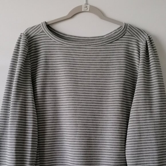 Liz Claiborne Womens Gray White Long Sleeve Round Neck Striped T Shirt Size XXL - Picture 2 of 6